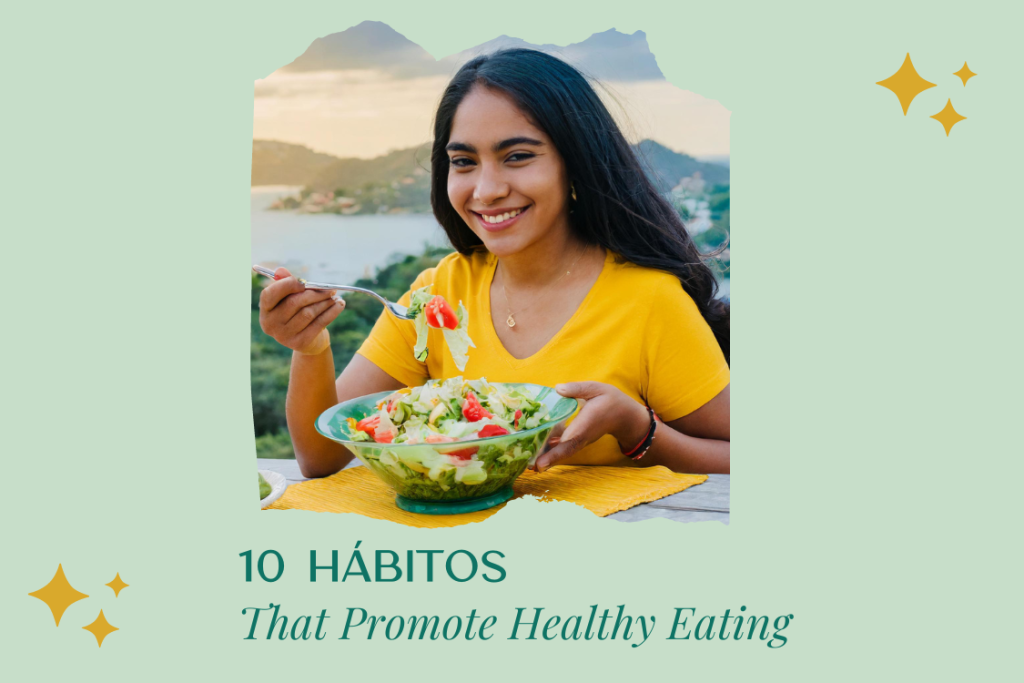 Latina woman eating a healthy salad.